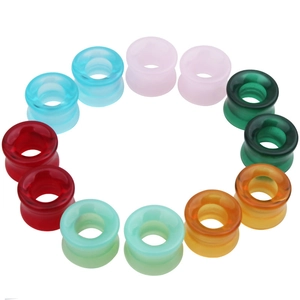 Lot de 6 paires d'écarteurs d'oreilles en verre creux avec design à double évasement