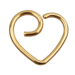 Polished gold heart spiral cartilage piercing earring jewelry for women with mirror finish