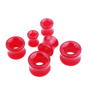 Lot de 6 écarteurs en verre rouge translucide creux avec finition lisse double évasée