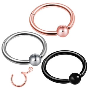 Surgical steel hinged segment nose rings in rose gold, silver, and black finish
