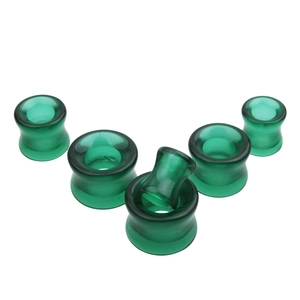 Élargisseurs d'oreilles en verre vert translucide à double évasement, tailles 8mm-16mm