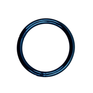Vue détaillée d'un anneau segmenté articulé en acier inoxydable 316L bleu foncé