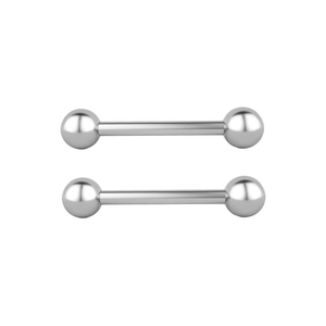 Polished silver stainless steel straight barbell piercing jewelry set for body adornment