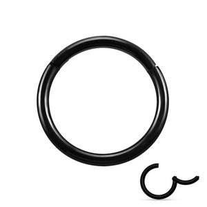 Anneau clicker noir en acier inoxydable 316L pour piercings de nez et d'oreilles
