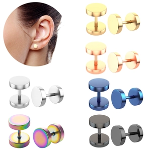 Set de pendientes de pesas de acero inoxidable minimalistas en seis colores variados