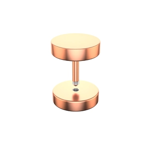 Detalle del piercing barbell de acero inoxidable en oro rosa con conexión de rosca
