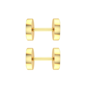 Juego de cuatro aretes de barra de acero inoxidable dorado con acabado pulido brillante