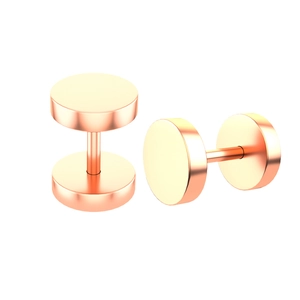 Pendientes de tuerca tipo pesas de acero inoxidable en oro rosa con acabado pulido