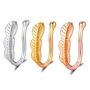 Détails des clips de nez en plumes en forme de U, finitions argent, or et or rose