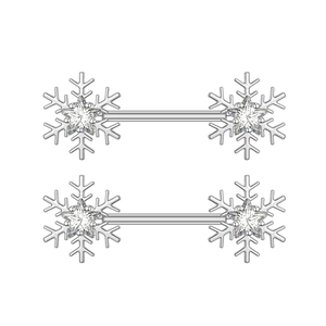 Detail of snowflake nipple ring with sparkling star-shaped cubic zirconia and silver finish