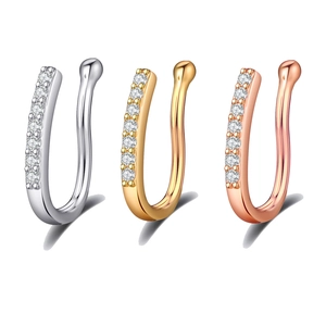 Anelli da naso a forma di U senza piercing in argento, oro e oro rosa con zirconi