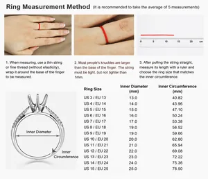 Guide des tailles détaillé avec étapes de mesure et tableau pour bagues en acier de 8mm