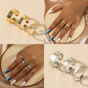 Minimalistischer Kupferner Offener Ring Damen Herren Vergoldet Versilbert Spiegelpoliert Einstellbar C-Form Hip Hop Mode Finger Schmuck