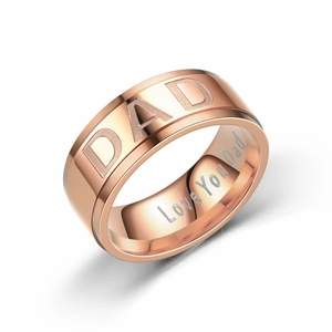 Polierter roségoldener DAD Titanstahl Herrenring mit Love You Dad Gravur