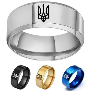 Trident-Symbol Ring aus Edelstahl in Silber, Gold, Schwarz und Blau erhältliche Oberflächen