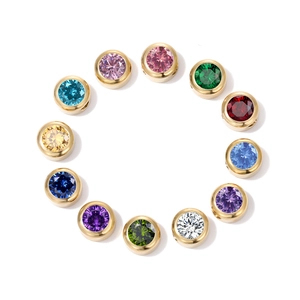 Vue détaillée de 12 pendentifs de naissance circulaires avec bords en acier plaqué or