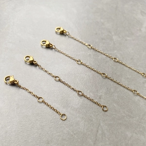Gold-plated stainless steel extender chains with lobster clasps for jewelry DIY making