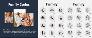 Detail showing catalog of twenty-four family series engraving icons for steel charms