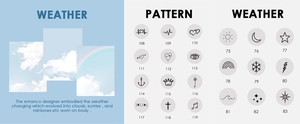 Customization options showing 21 different minimalist weather and pattern engraving icons