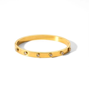 18k vergoldetes Edelstahl-Armband mit in Zargenfassung gesetzten runden Zirkonia
