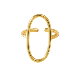 Anello aperto minimalista in ottone placcato oro 18K con intaglio ovale verticale