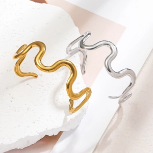 Minimalistischer Edelstahl Wellen Armreif Für Damen Gold Silber Vergoldet Wasserdicht Hypoallergen Mode Schmuck Geschenk