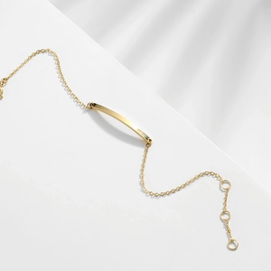 Minimalistische gouden roestvrijstalen dunne kettingarmband met gebogen rechthoekige plaat