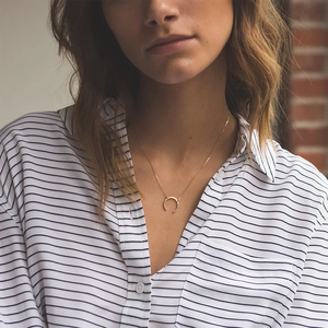Minimalist Stainless Steel Moon Pendant Necklace Simple Geometric Crescent Charm Link Chain Jewelry For Women Gift