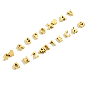 Gold stainless steel 26 alphabet pendants and heart charms for DIY jewelry making