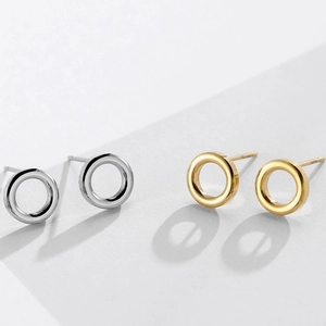 Boucles d'oreilles créoles géométriques en acier inoxydable 316L dorées et argentées