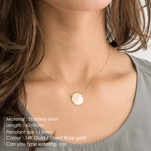 Collana minimalista in acciaio inossidabile con ciondolo rotondo da 15 mm in oro
