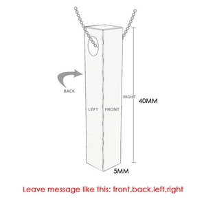 Technical drawing showing 40mm x 5mm 316L stainless steel bar pendant dimensions
