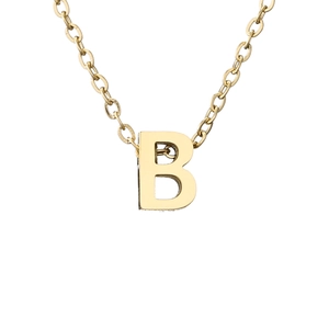 Minimalistische vergoldete Halskette mit Buchstabe B Anhänger und Edelstahl-Gliederkette