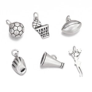 Lot de 6 pendentifs de sport vintage avec football, basket et baseball pour bijoux personnalisés