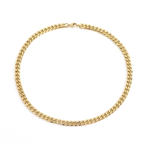 Collana a catena cubana in acciaio inossidabile placcato oro 14K con chiusura a moschettone
