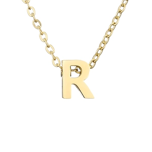 Minimalistische vergoldete Edelstahlkette mit poliertem Anhänger Buchstabe R