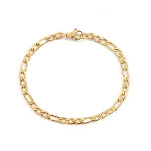 Bracciale a catena Figaro in acciaio inossidabile placcato oro con chiusura a moschettone