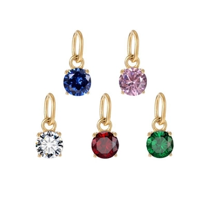 Round Cubic Zirconia Pendant Stainless Steel Inlaid Gemstone Charm For Jewelry Making DIY Pendant Only Without Chain