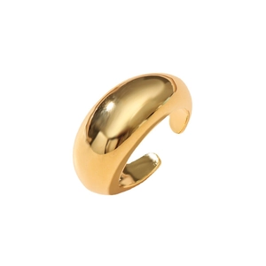 Polierter goldener geometrischer gewölbter Ring mit minimalistischem offenem Design