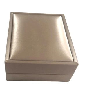 Minimalist champagne gold rectangular jewelry gift box with metallic texture finish