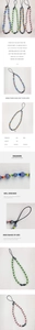 Détail des perles rayées colorées et charmes Mauvais Œil sur les cordons de téléphone