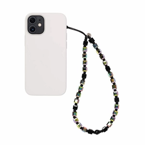 Bijou de téléphone bohème en cubes de cristal 8mm avec perles métalliques irisées