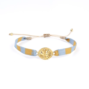 Bracelet tissé bohème réglable avec pendentif soleil et micro-incrustations de zircone