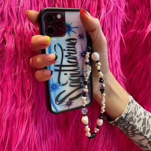 Y2K Beaded Phone Strap Baroque Imitation Artificial Pearl Crystal Skull Heart Pendant Lanyard Anti-Lost Mobile Phone Chain For Women Men