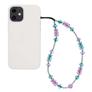 Cute Gummy Bear Beaded Phone Chain Acrylic Clear Colorful Beads Anti-Lost Phone Lanyard Strap For Women Bag Charm Jewelry