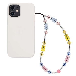 Colorful beaded gummy bear phone lanyard strap for smartphones with clear accent beads