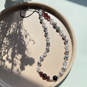 Fashion Crystal Volcanic Stone Beaded Phone Lanyard Anti-lost Universal Phone Chain Wrist Strap For Women Men Phone Case Decor Accessory