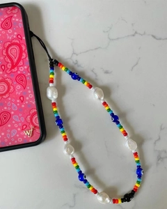 Rainbow Beaded Phone Lanyard Glass Seed Beads Imitation Artificial Pearl Evil Eye Hanging Strap For Women Ethnic Tech Accessory