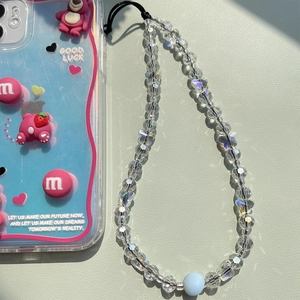 Blue phone case with Lotso character and handmade crystal butterfly beaded strap accessory