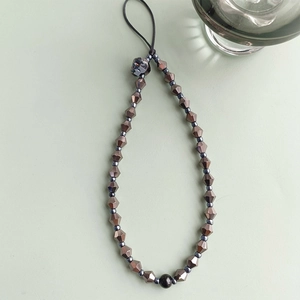 Crystal Skull Beaded Phone Lanyard Dark Punk Style Faceted Glass Beads Anti Lost Wrist Strap For Women Men Phone Decoration